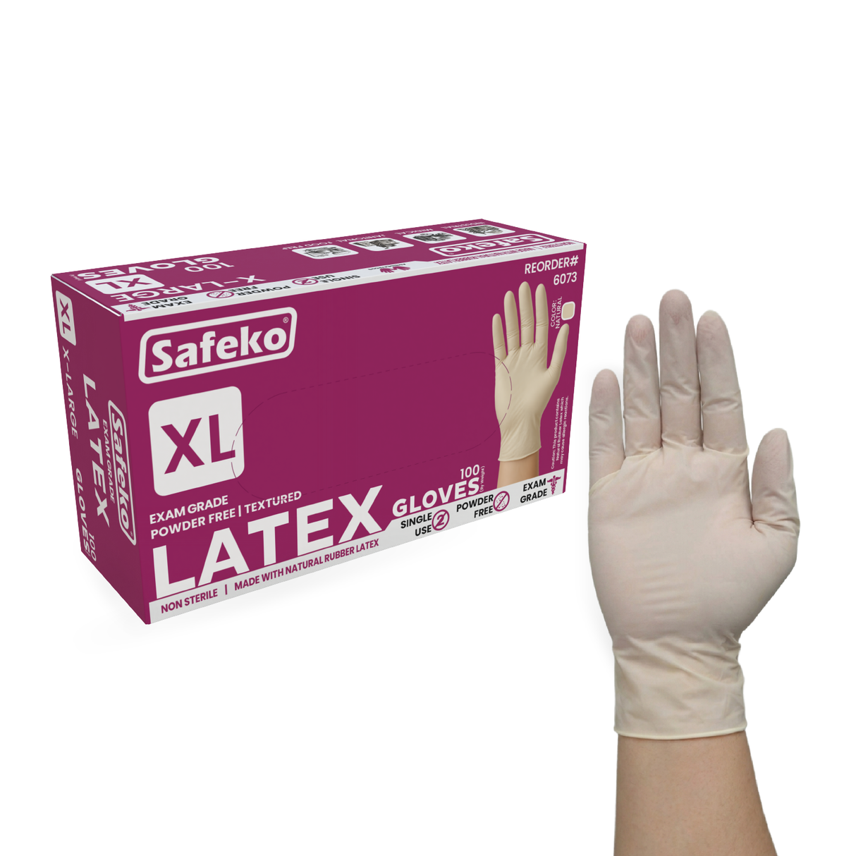 SAFEKO Latex Exam Gloves – Powder-Free Disposable Gloves, Natural Color, Flexible Fit for Food Service, Cleaning, Medical & General Use