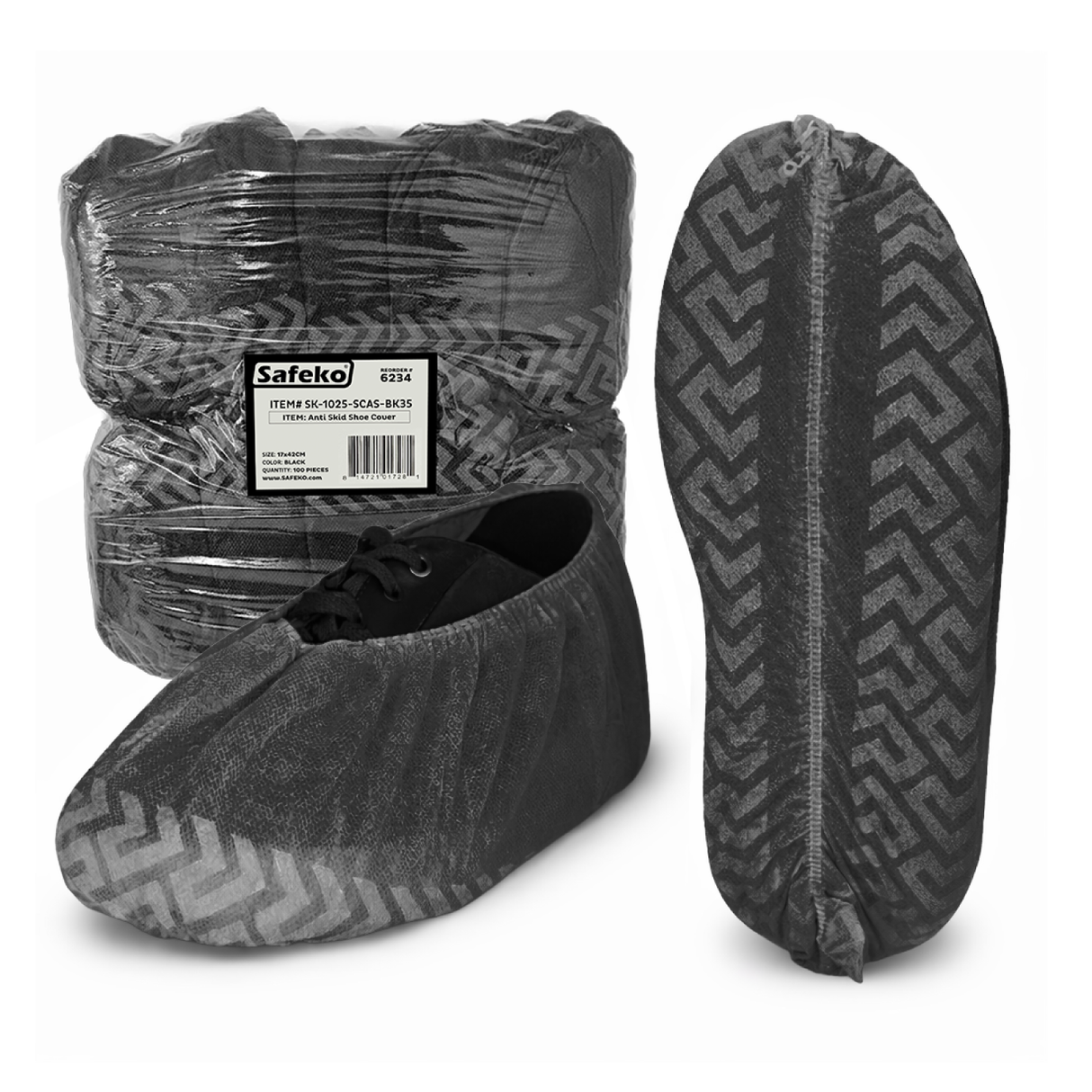 Safeko - Shoe Cover - Anti-Skid with sole elastic - Blue - Black - 35GSM