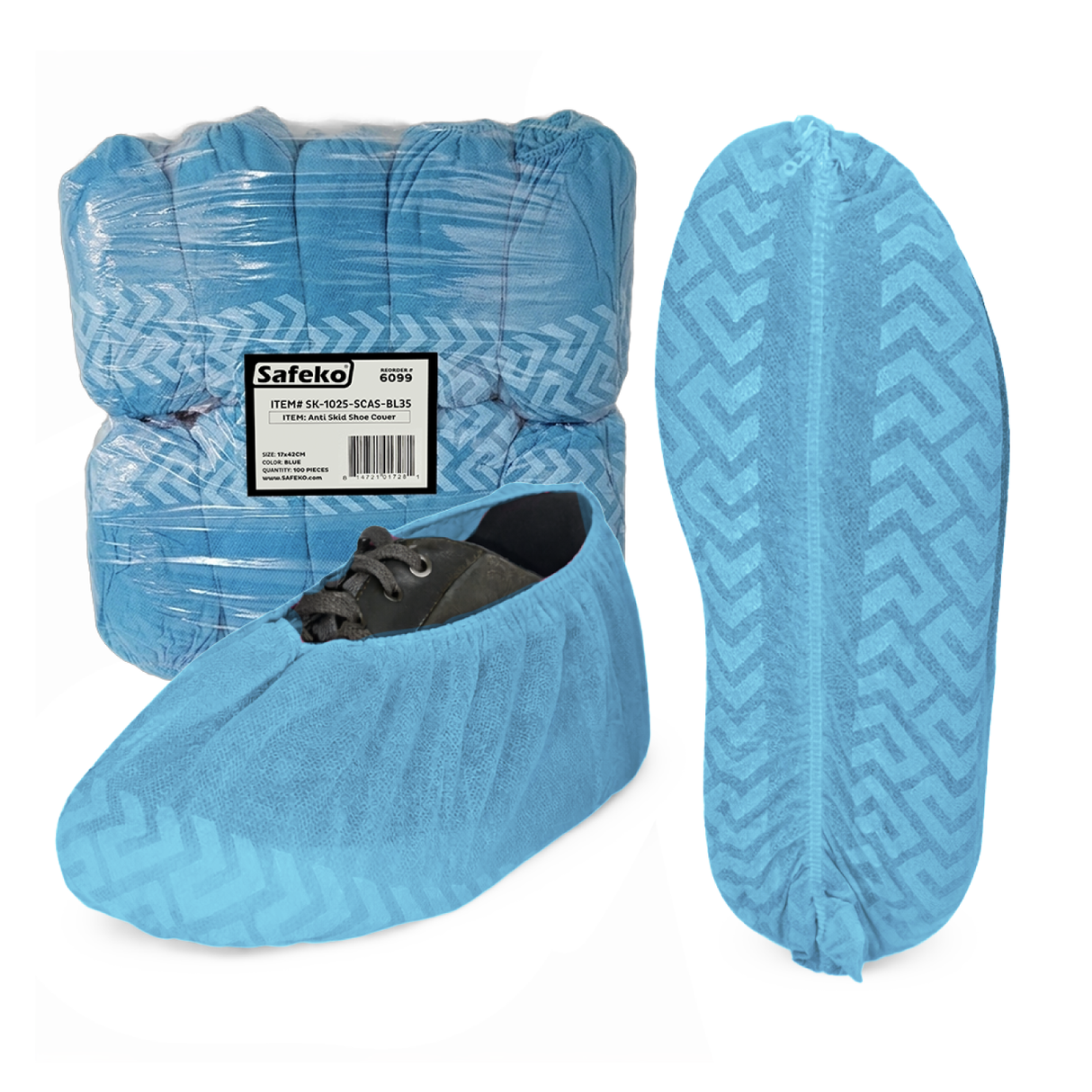 Safeko - Shoe Cover - Anti-Skid with sole elastic - Blue - Black - 35GSM