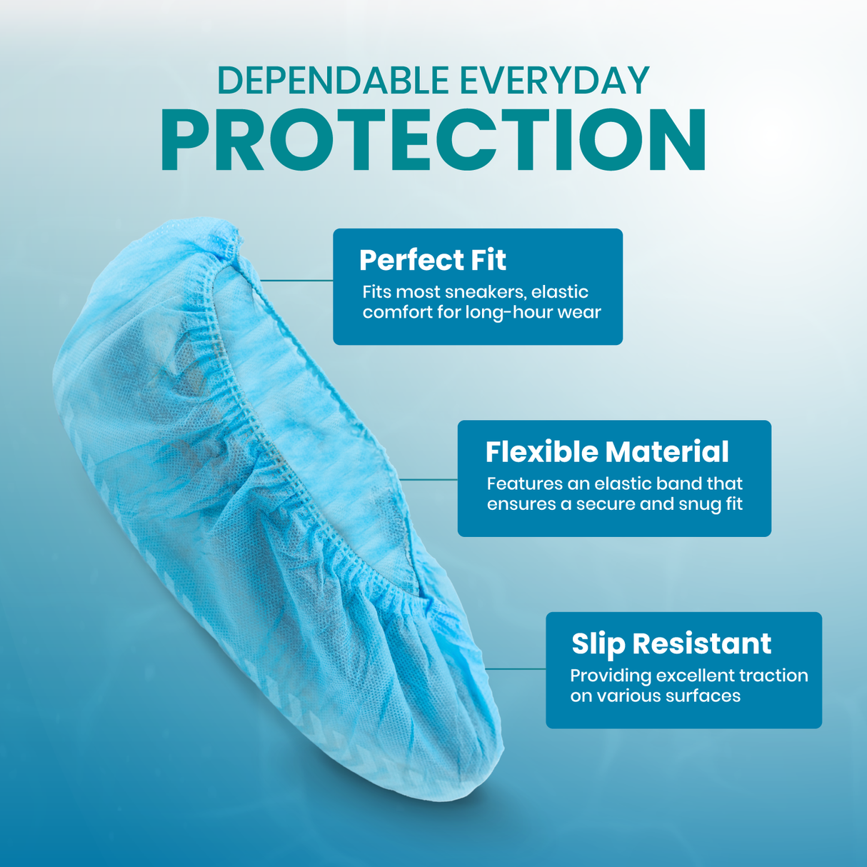Safeko - Shoe Cover - Anti-Skid with sole elastic - Blue - Black - 35GSM