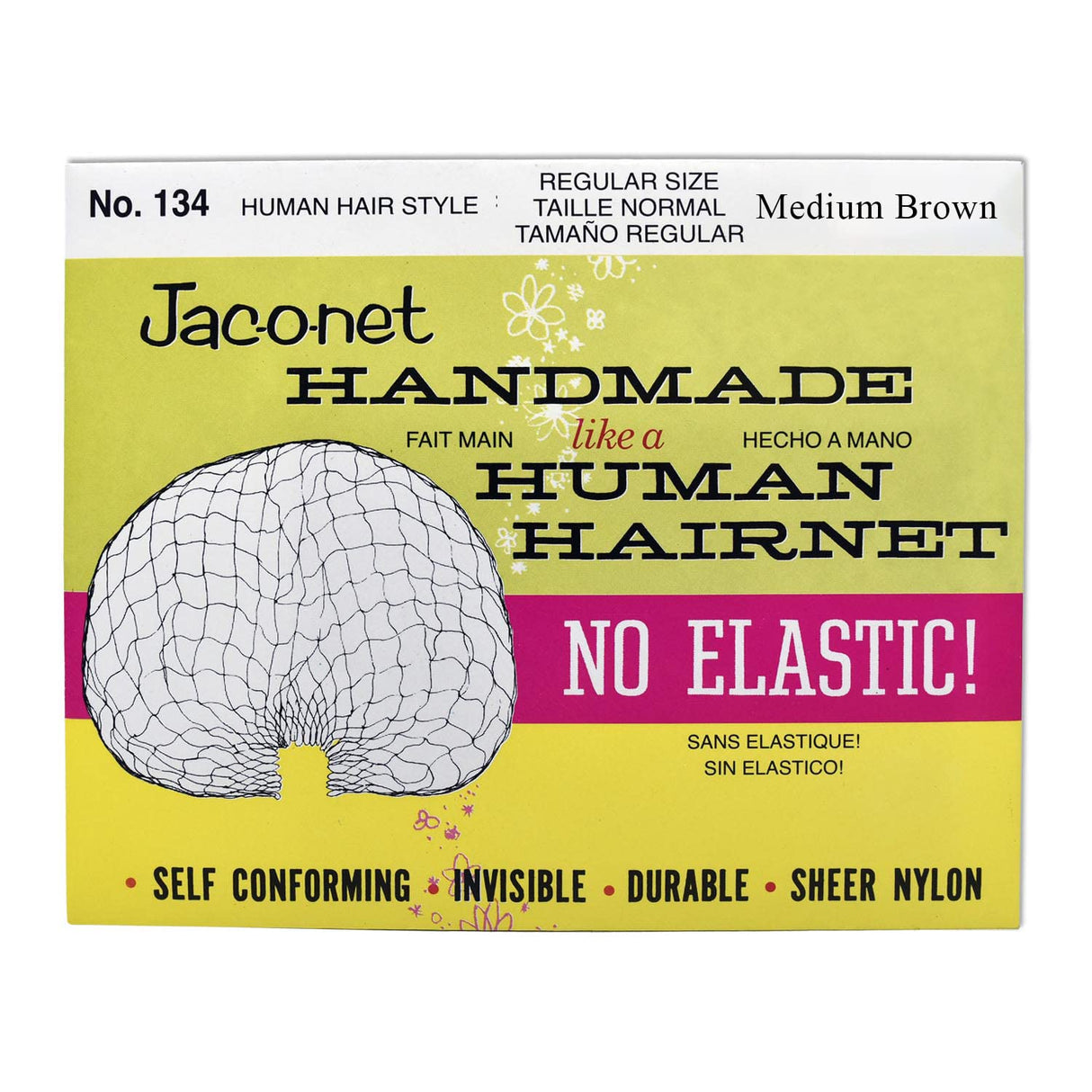 Jac-O-Net Hairnet, Handmade, Reg. Size, Non Elastic 12 Pack