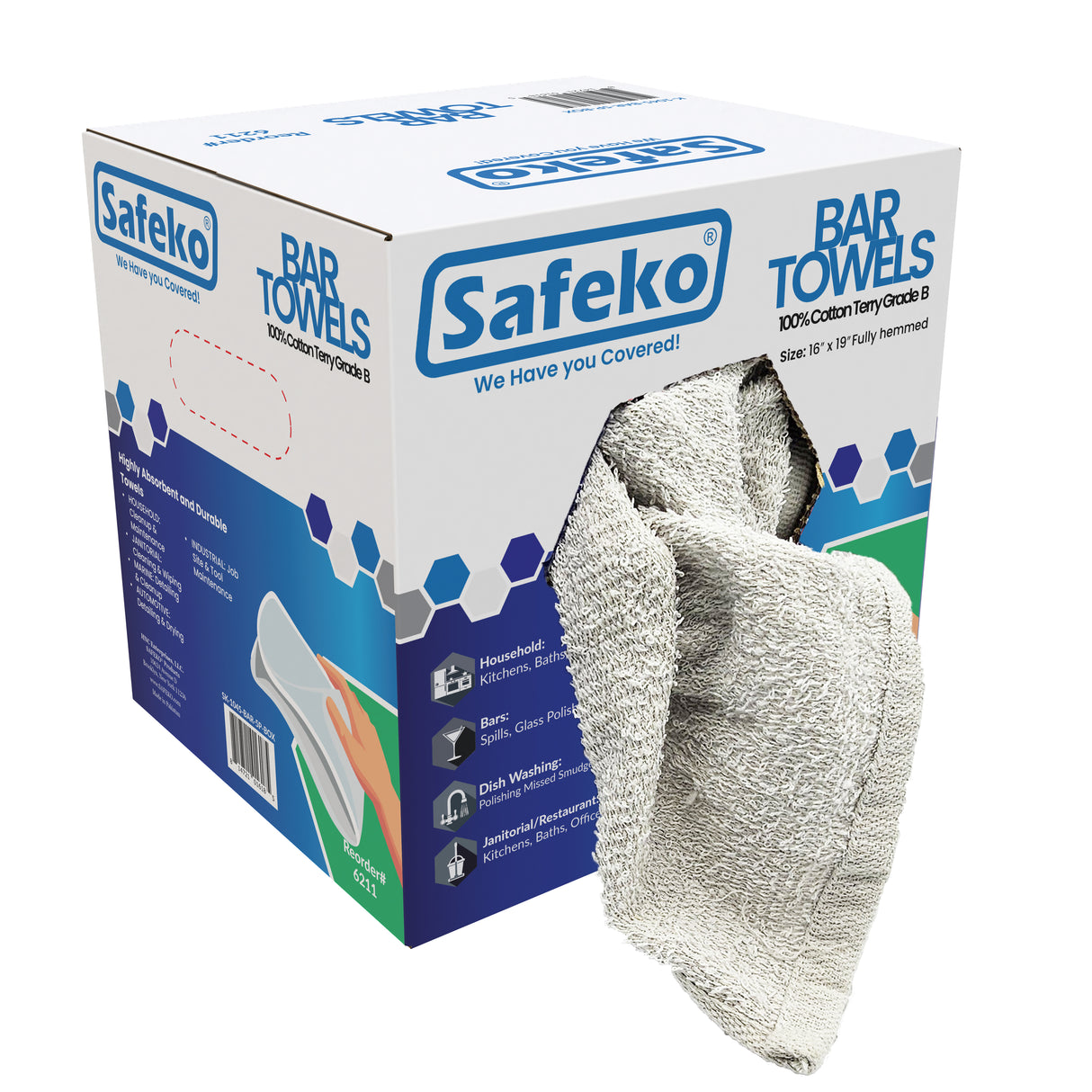 Safeko - Cotton Terry Bar Towel - 5 LBS CASE - 16*19