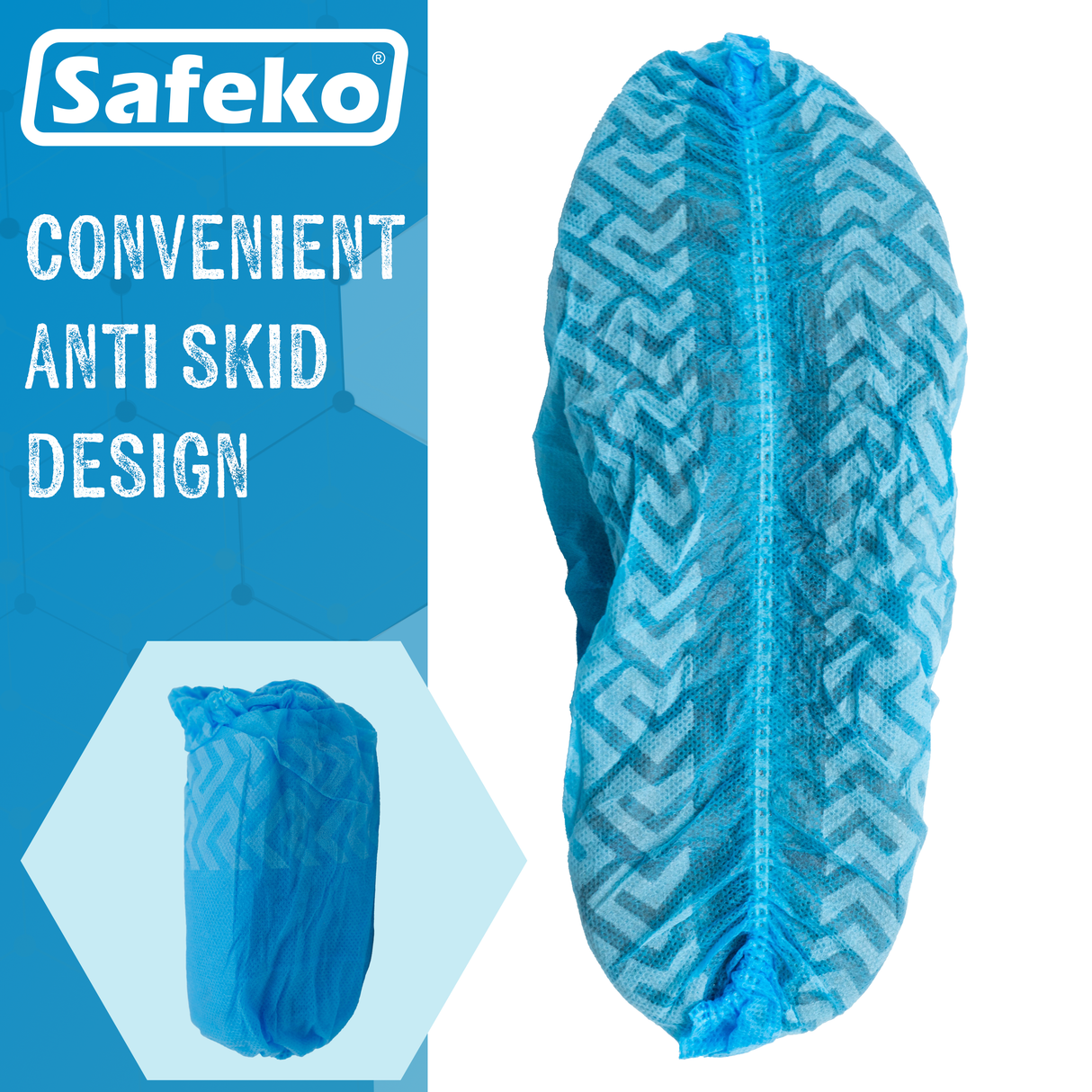 Safeko - Shoe Cover - Anti-Skid with sole elastic - Blue - Black - 35GSM
