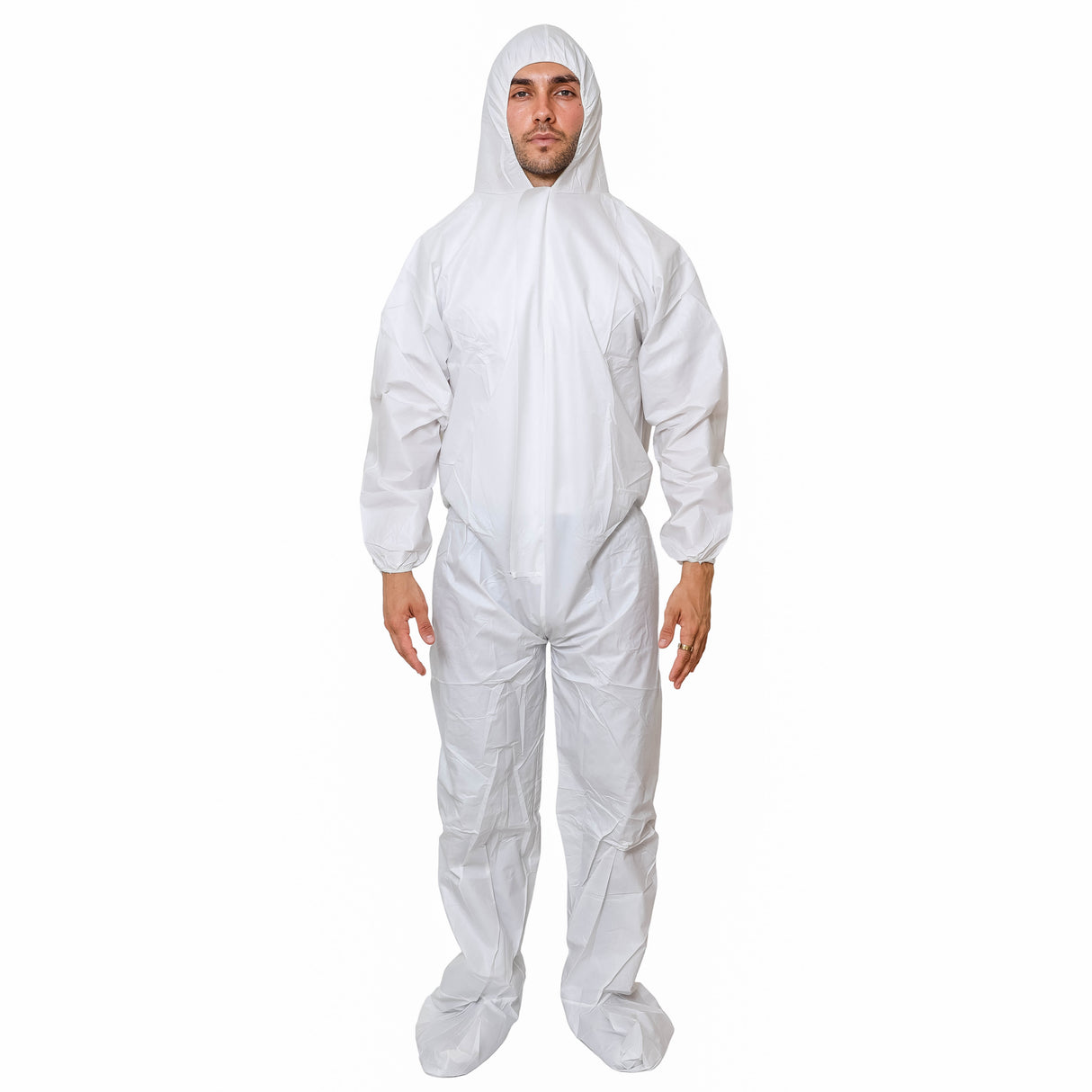 SAFEKO Microporous Disposable Coveralls – White Protective Suit with Elastic Wrists, Ankles & Hood