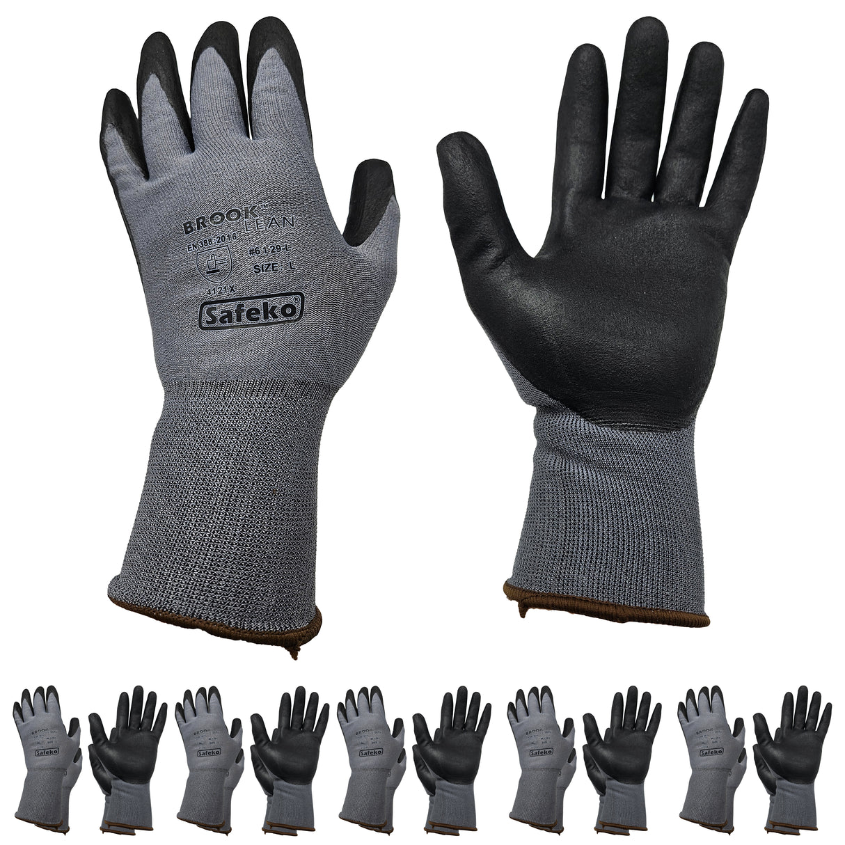 BROOK LEAN™ - Gray Lightweight Nitrile Palm Gloves