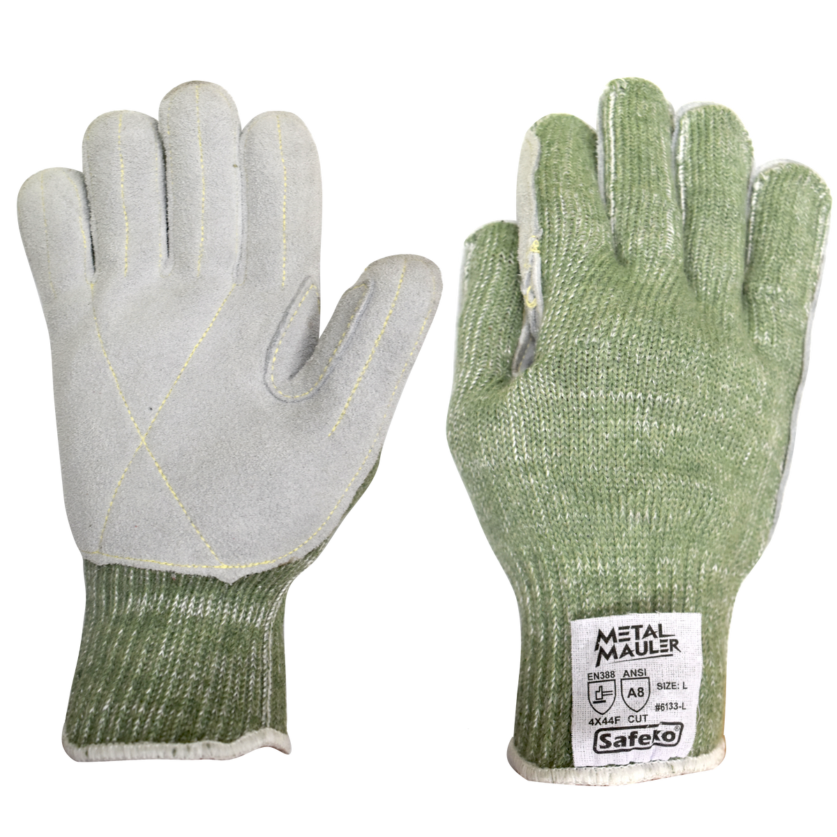 Metal Mauler™ - Heavyweight Green Leather Palm Gloves - TC – SAFEKO