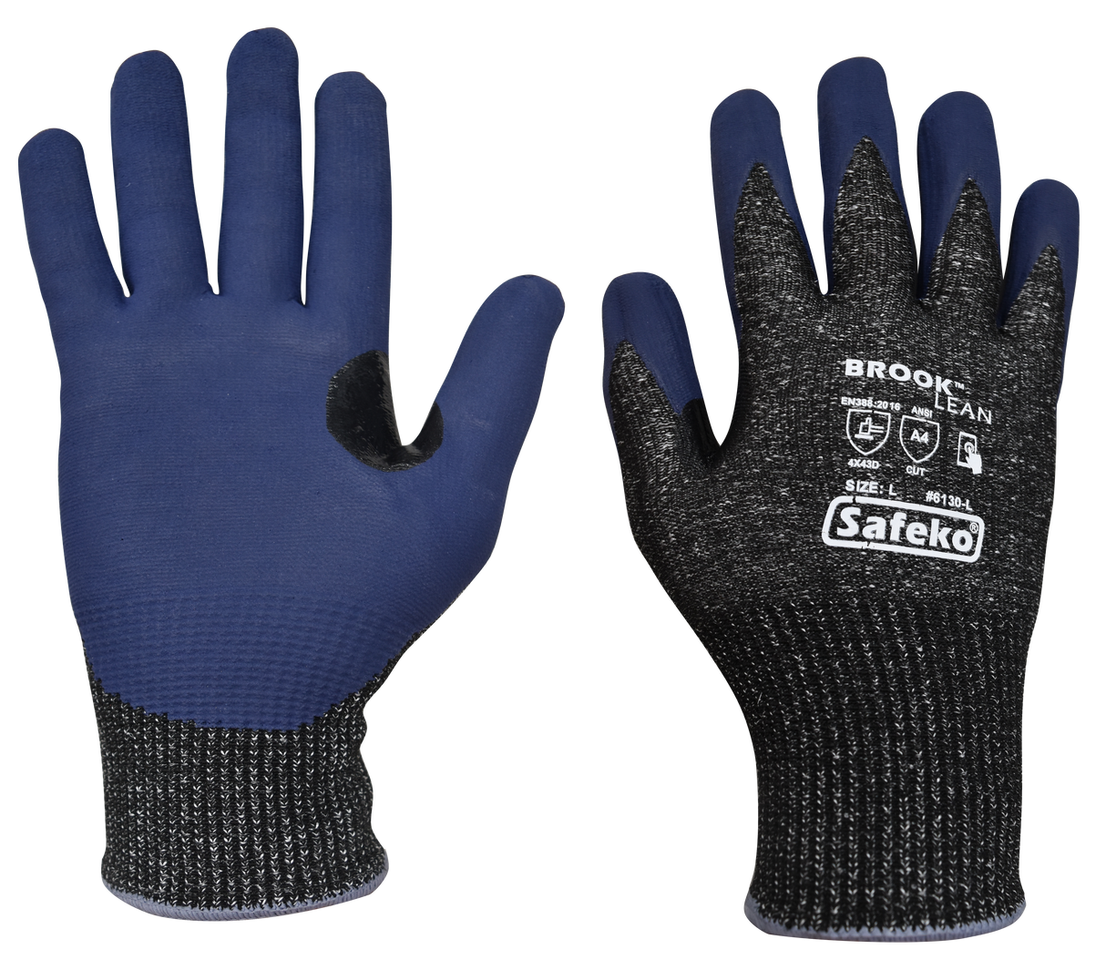 BROOK LEAN™ - Black Blue Nitrile Palm Gloves- TCT - 12 Pack