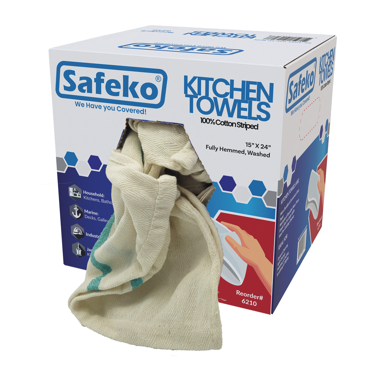 Safeko - Cotton Striped Kitchen Towel - 5 LBS CASE - 15*24