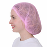 Person wearing a pink hairnet on a white background