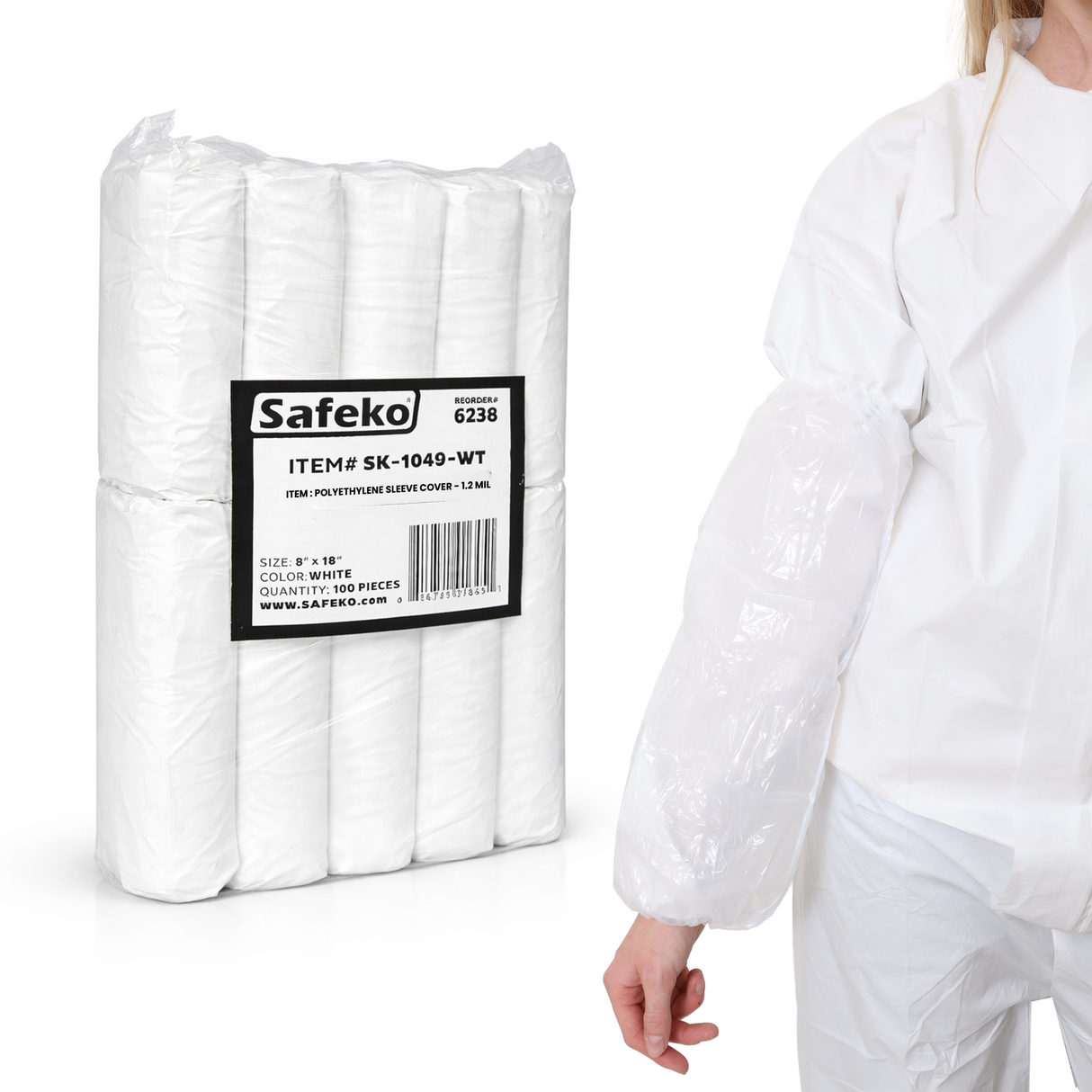 SAFEKO® Disposable Polyethylene Sleeve Covers – 1.2 Mil – Waterproof Protection