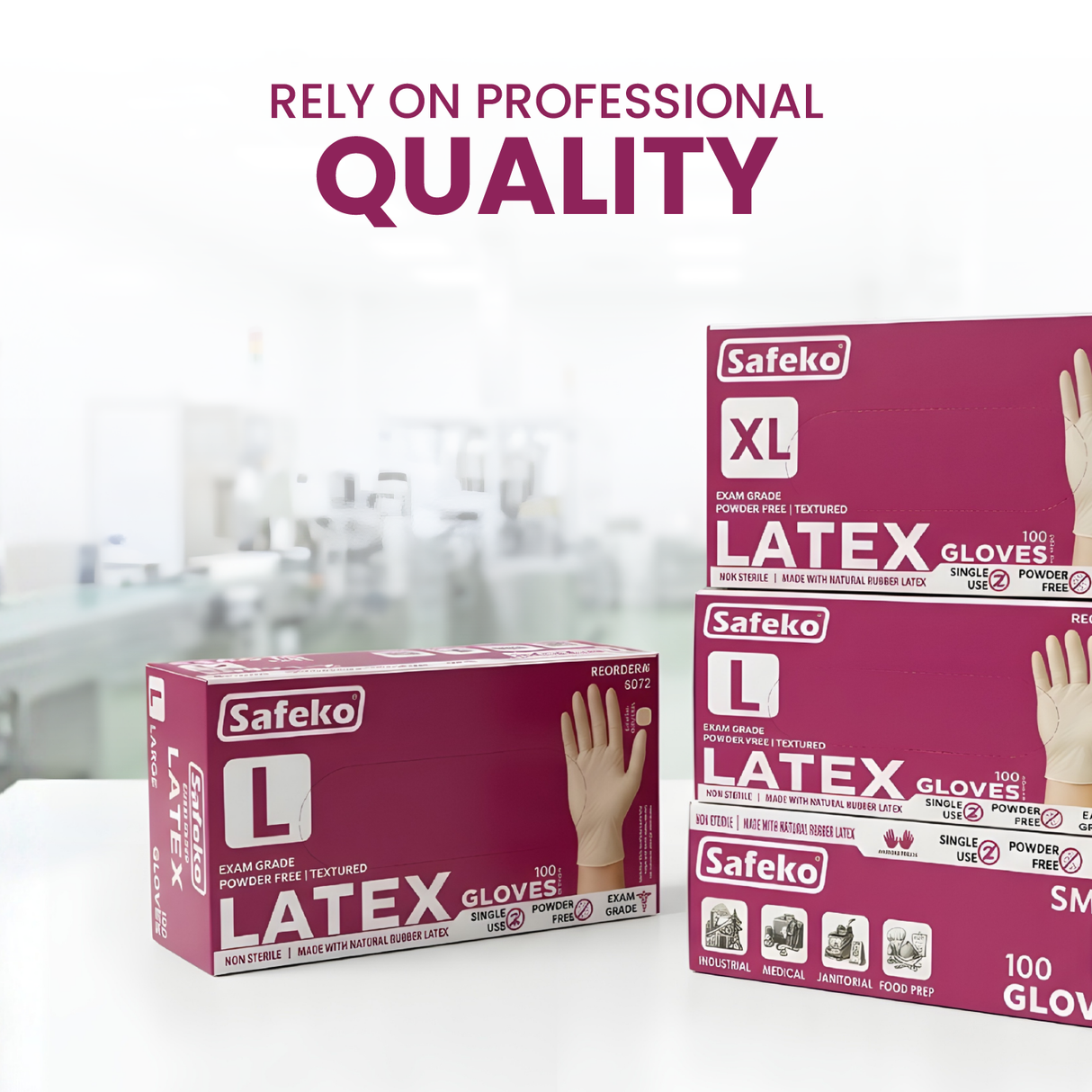 SAFEKO Latex Exam Gloves – Powder-Free Disposable Gloves, Natural Color, Flexible Fit for Food Service, Cleaning, Medical & General Use