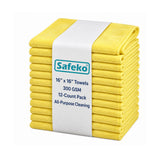 Microfiber Cleaning Towels – 300 GSM, Low-Lint, 16 x 16 Inch, 12 Pack