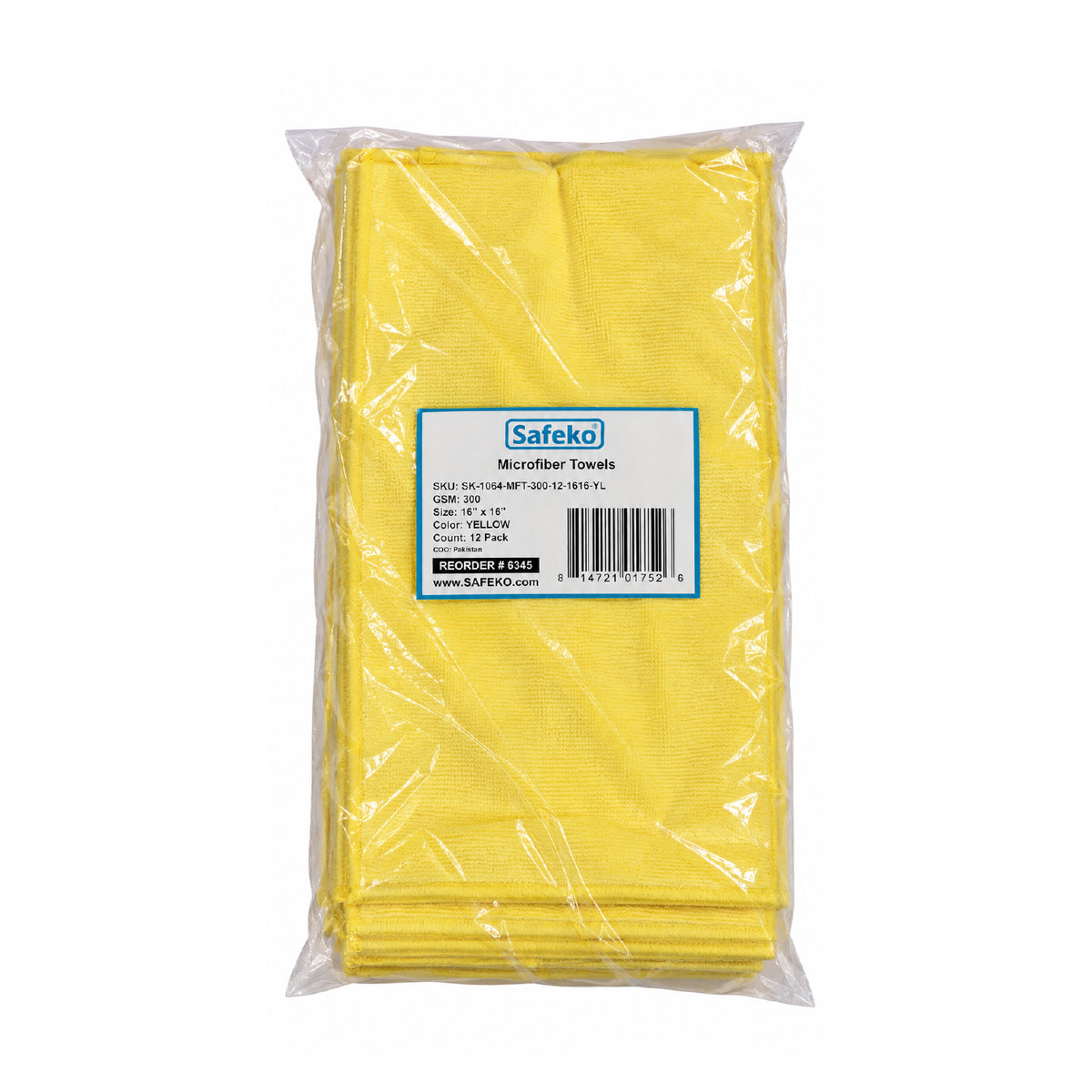 Microfiber Cleaning Towels – 300 GSM, Low-Lint, 16 x 16 Inch, 12 Pack