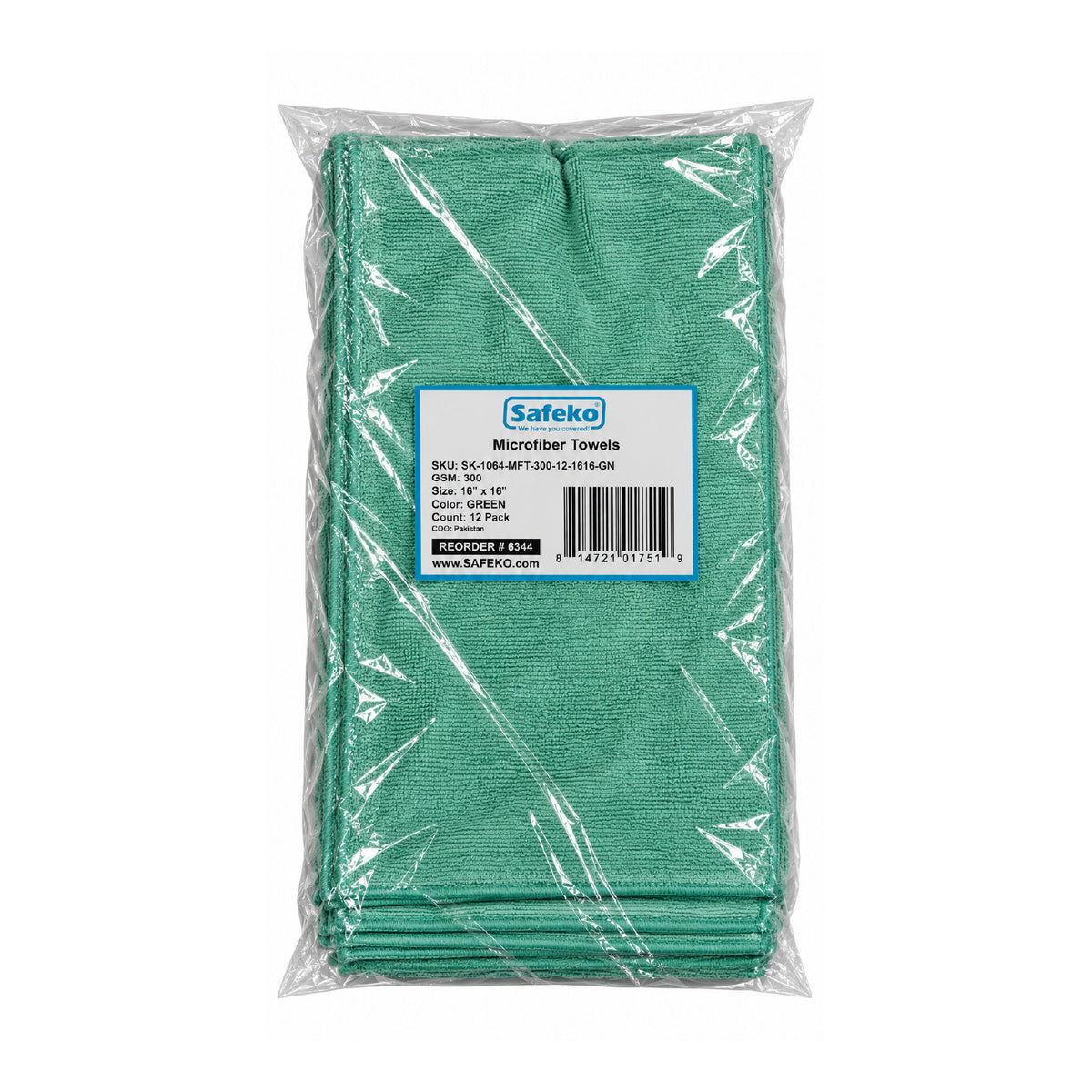 Microfiber Cleaning Towels – 300 GSM, Low-Lint, 16 x 16 Inch, 12 Pack