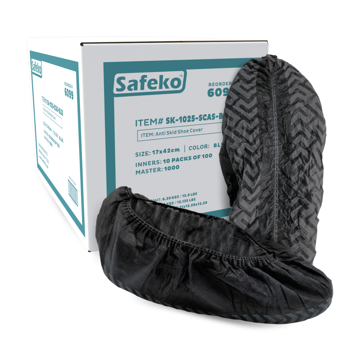 Safeko - Shoe Cover - Anti-Skid with sole elastic - Blue - Black - 35GSM