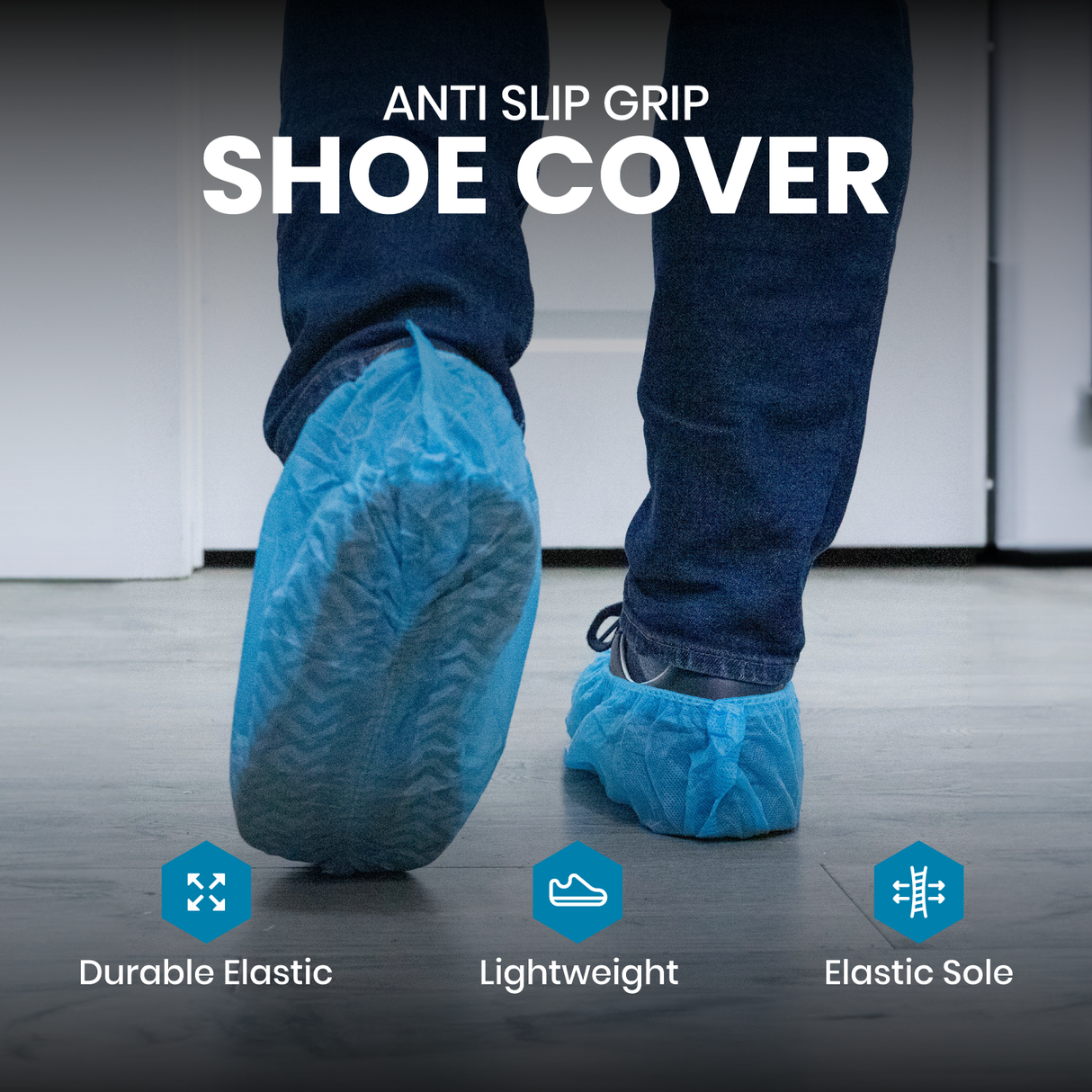 Safeko - Shoe Cover - Anti-Skid with sole elastic - Blue - Black - 35GSM