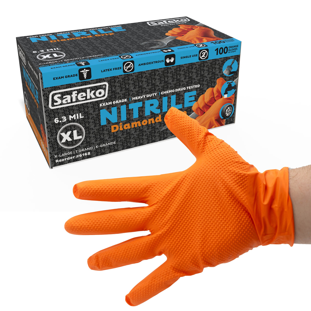 Nitrile Examination Diamond Textured Grip Glove - 6.3 Mil