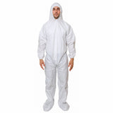 SAFEKO Microporous Disposable Coveralls – White Protective Suit with Elastic Wrists, Ankles & Hood