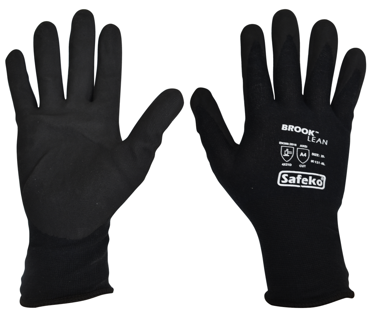 BROOK LEAN™ - Lightweight Black Nitrile Palm Gloves- A4 CUT Rated