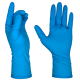 SAFEKO 14 Mil Blue Latex Disposable Gloves | Extended Cuff, Powder-Free, Textured Grip | Heavy-Duty Industrial Gloves for Mechanics, Janitorial, Medical & Cleaning